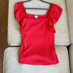 A New Day ruffled sleeveless top, size XL, red